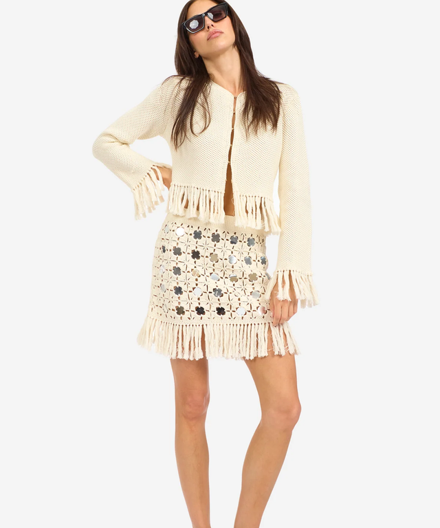 Mirrored Mini Skirt- Natural