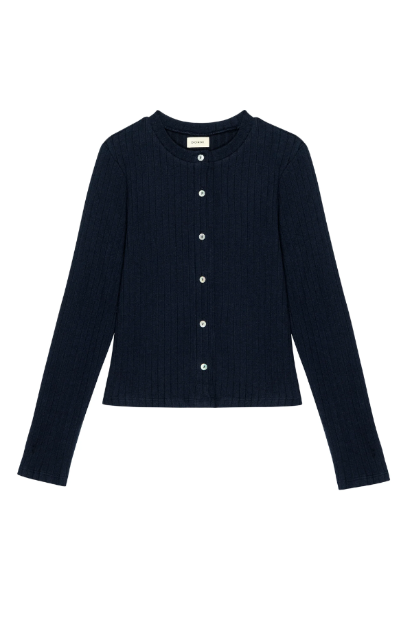 The Sweater Rib Cardigan- Navy