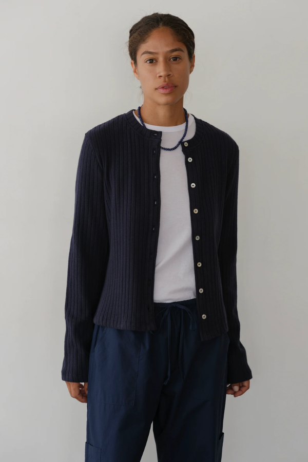 The Sweater Rib Cardigan- Navy