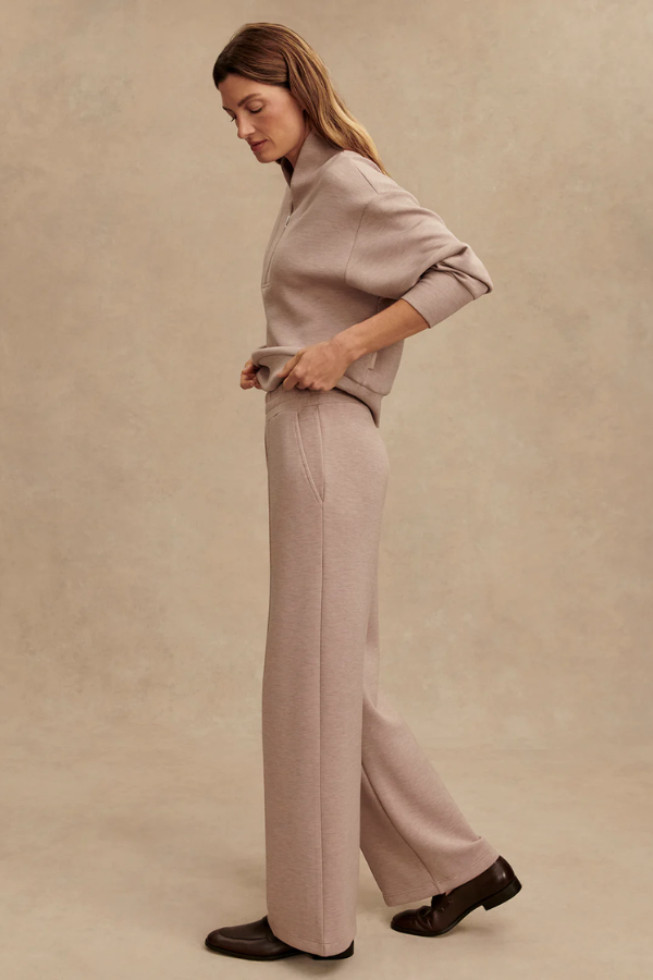 The Wide Leg Pant 28-Taupe Marl
