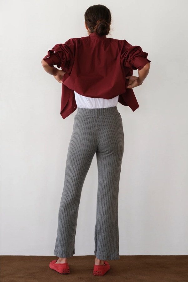 Sweater Rib Kick Flare - Charcoal Grey