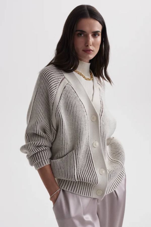 Jude Plated Cardigan - Birch