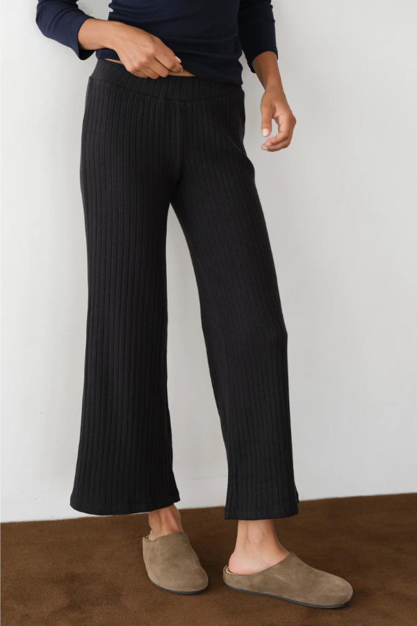Sweater Rib Kick Flare - Jet