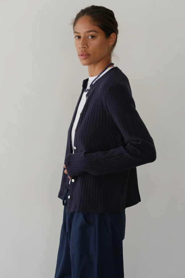 The Sweater Rib Cardigan- Navy