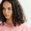 Sleeveless Top with Sequin Neckline