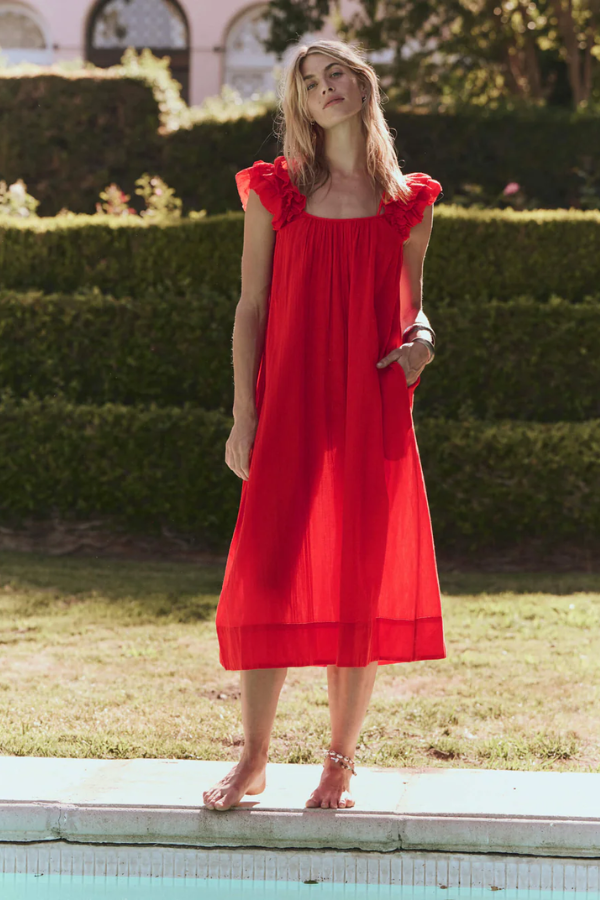 The Ruffle Coverup - Hot Red