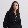 Vera Button Neck Sweater - Black