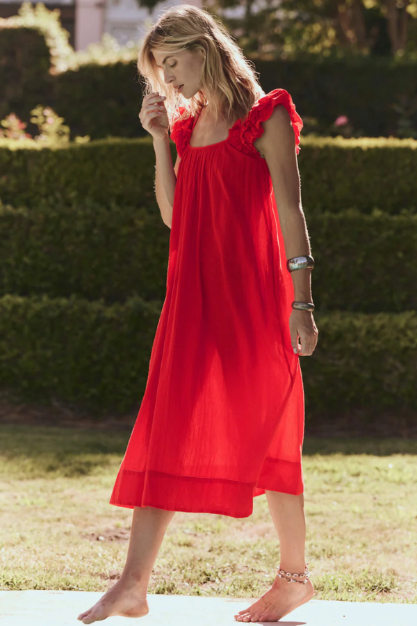 The Ruffle Coverup - Hot Red