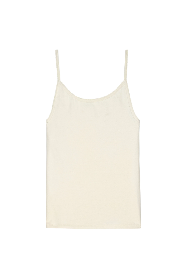 The Baby Rib Scallop Tank - Creme