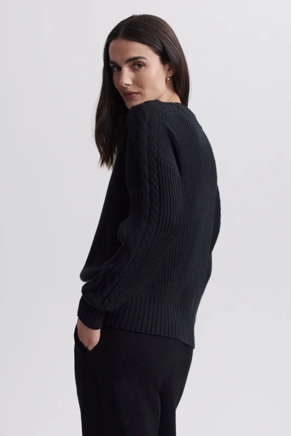 Vera Button Neck Sweater - Black