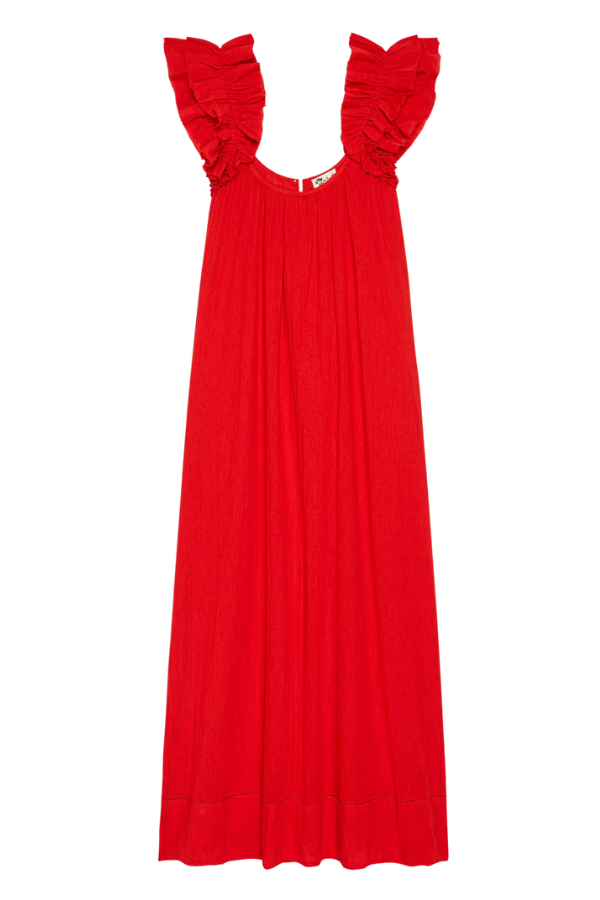 The Ruffle Coverup - Hot Red