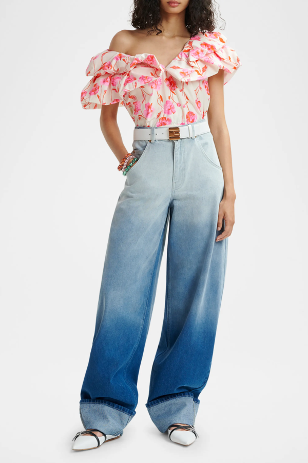 Hillary Voluminous Ruffle Top - Pink Floral