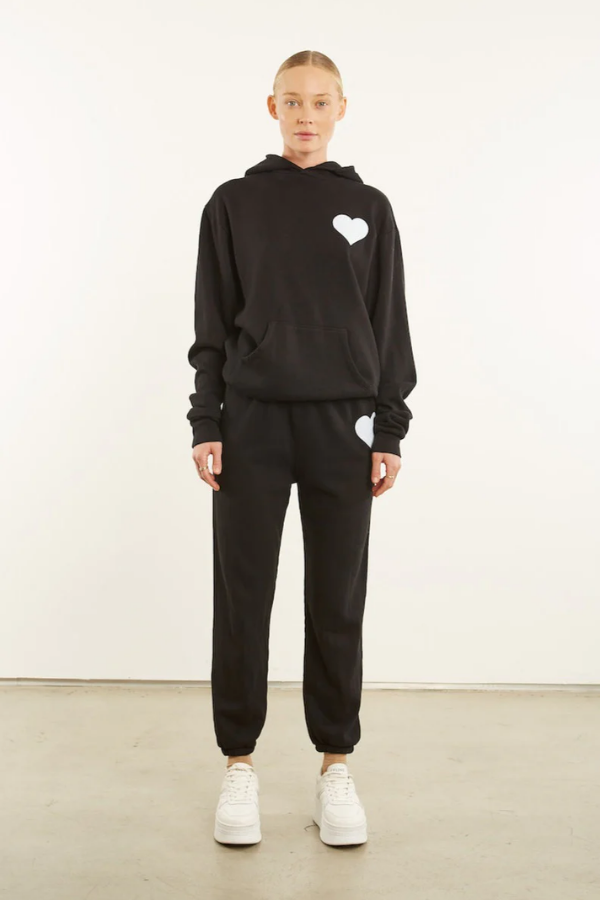 Heart Sweatpant- Black/White