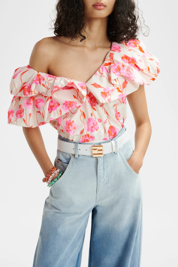 Hillary Voluminous Ruffle Top - Pink Floral