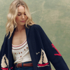 The Sailboat Lodge Cardigan-Dark Navy