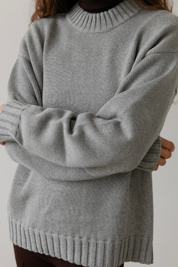 Cotton Cashmere Sweater - Heather Grey