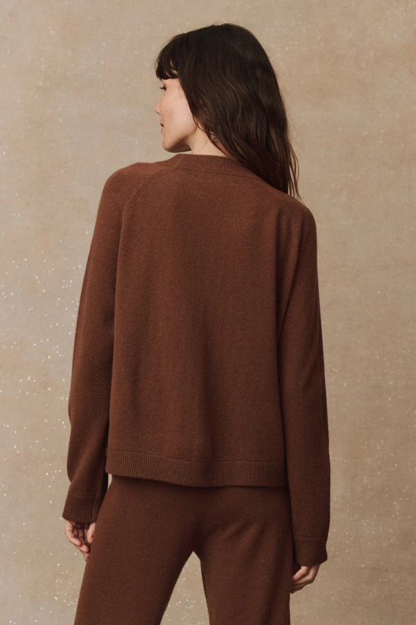 Cashmere Varsity Cardigan- Santal