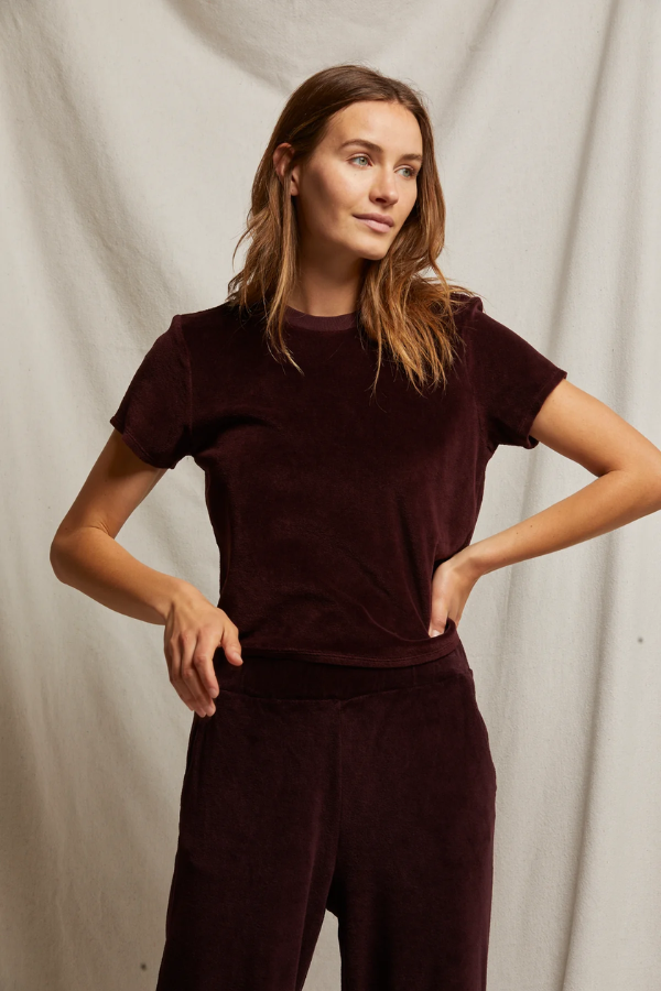 Clara Velour Tee - Blackberry