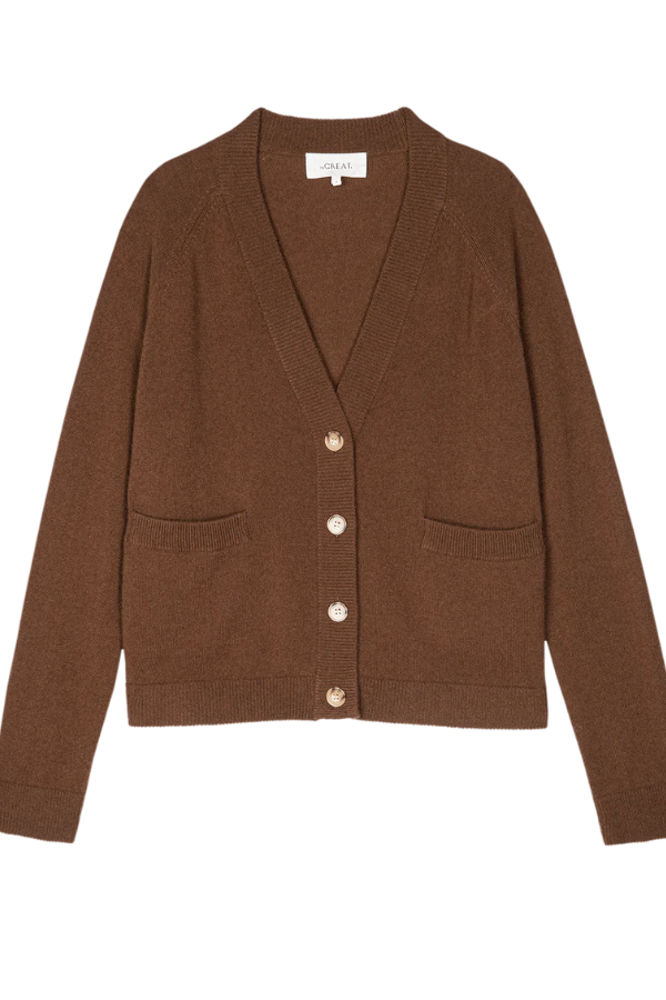 Cashmere Varsity Cardigan- Santal