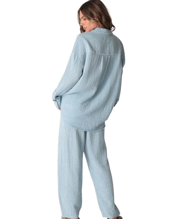 Boyfriend Gauze Shirt- Dusty Blue