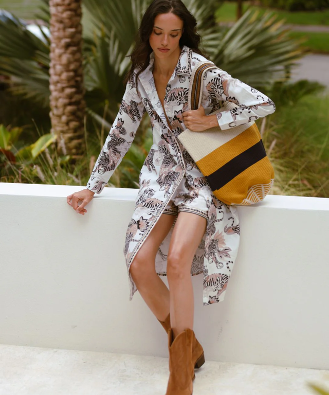 Tunic Lotus Tiger- White
