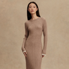 Axel Rib Knit Midi Dress-Light Taupe Marl