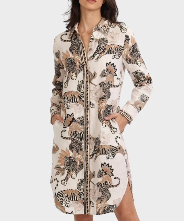 Tunic Lotus Tiger- White