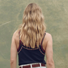 The Beaded Slim Tank-Navy