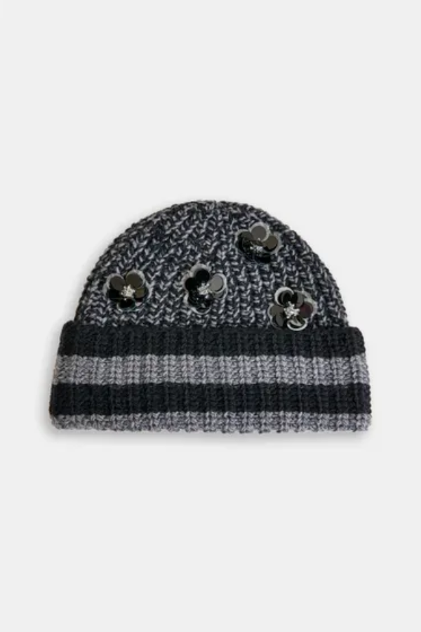 Ishadow Embroidered Knit Hat - Shadow