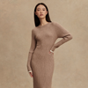 Axel Rib Knit Midi Dress-Light Taupe Marl