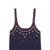 The Beaded Slim Tank-Navy