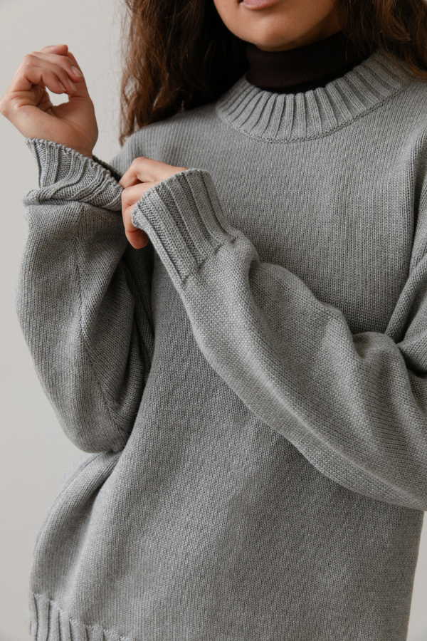 Cotton Cashmere Sweater - Heather Grey