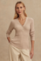 Blanca V-neck Rib Knit Top-Cement