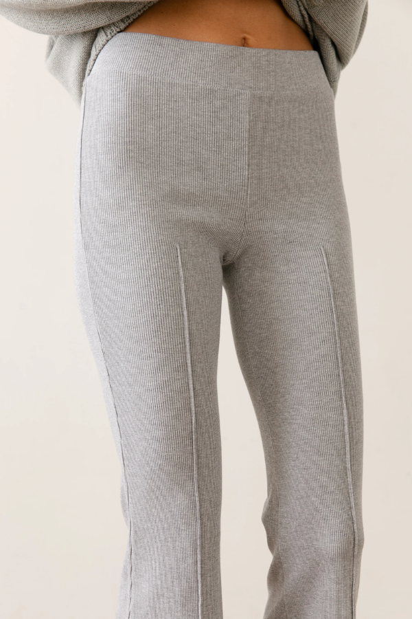 Rib Kick Flare-Heather Grey