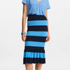 Blue and Navy Blue Striped Knit Skirt