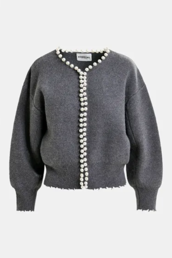 Ideas Knit Cardigan with Beads - Shadow