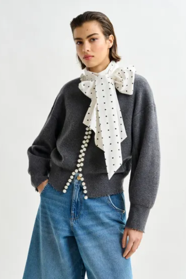 Ideas Knit Cardigan with Beads - Shadow