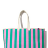 The Over The Shoulder All Over Striped Tote- Green/ Blush