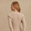 Blanca V-neck Rib Knit Top-Cement