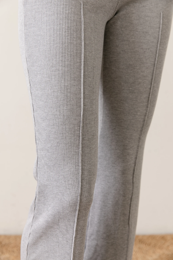 Rib Kick Flare-Heather Grey