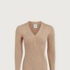 Blanca V-neck Rib Knit Top-Cement