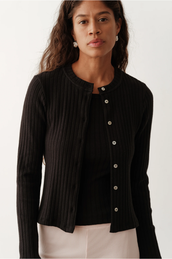 The Sweater Rib Cardi- Jet