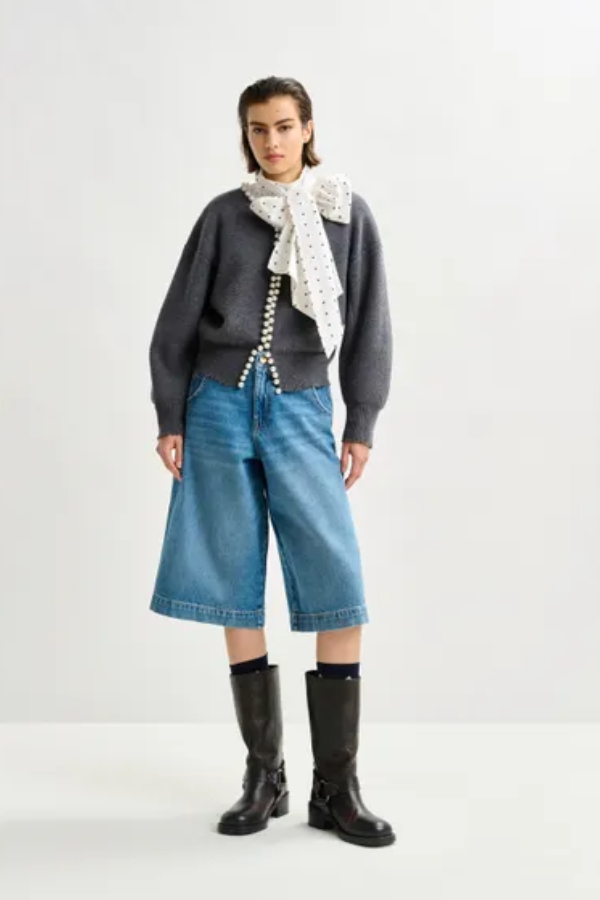 Ideas Knit Cardigan with Beads - Shadow