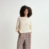 Cable Knitted Sweater with Pearl Embellishments