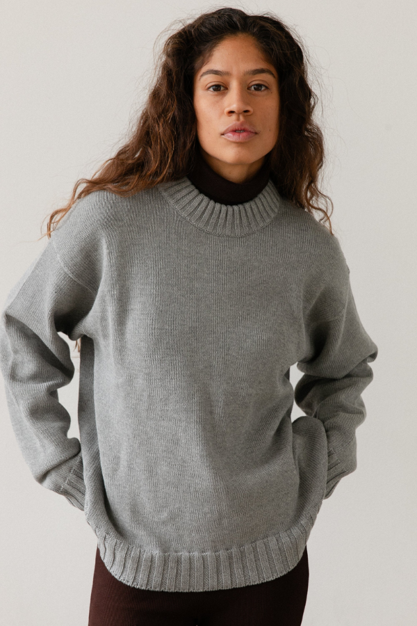 Cotton Cashmere Sweater - Heather Grey