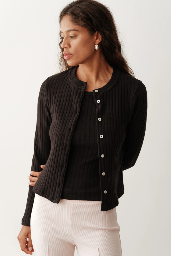 The Sweater Rib Cardi- Jet