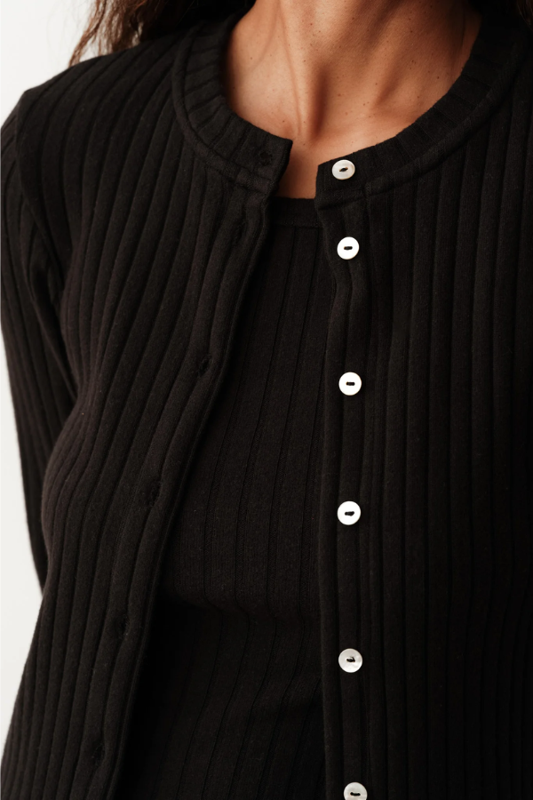 The Sweater Rib Cardi- Jet