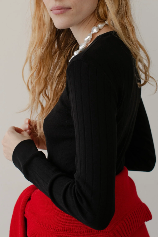 The Pointelle Long Sleeve-jet