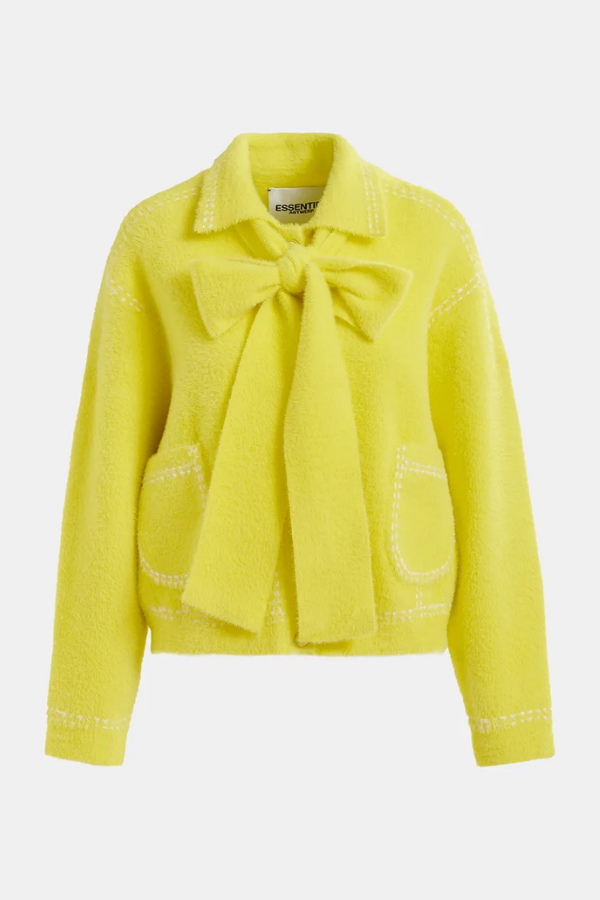 Hoops Cardigan with Bow - Lemon Zest