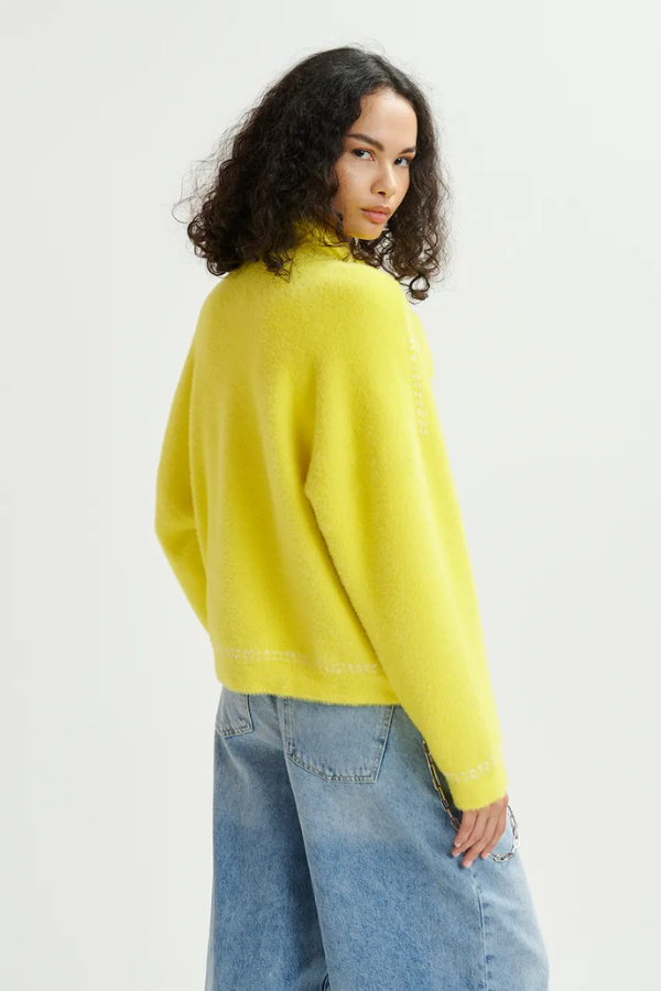 Hoops Cardigan with Bow - Lemon Zest